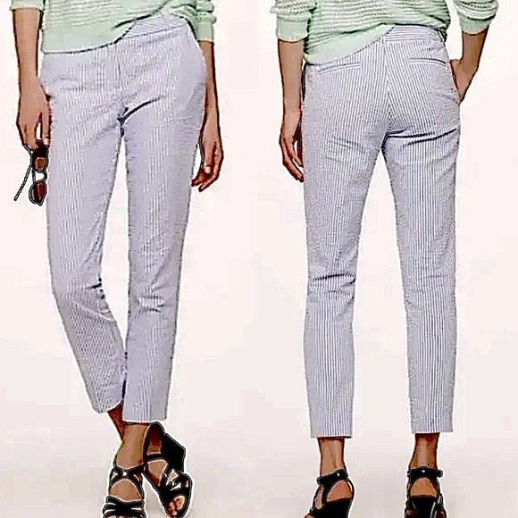 J. Crew Cafe’ Capri seersucker cropped pants - Picture 2 of 4